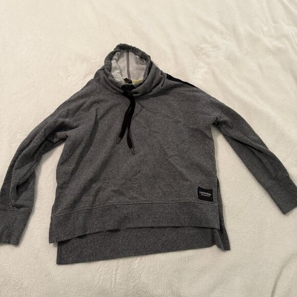 Calvin Klein Performance Crop Pullover Sweatshirt Cowl Neck Womens Small Grey - Picture 1 of 11